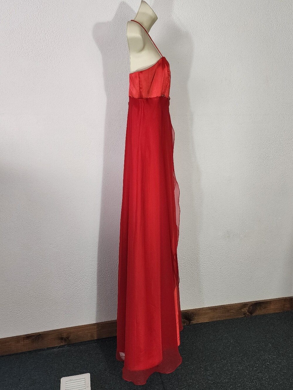 Milano Dress Spaghetti-Strap Rose Detail Full Length Formal Evening Red Size XL - Picture 12 of 17